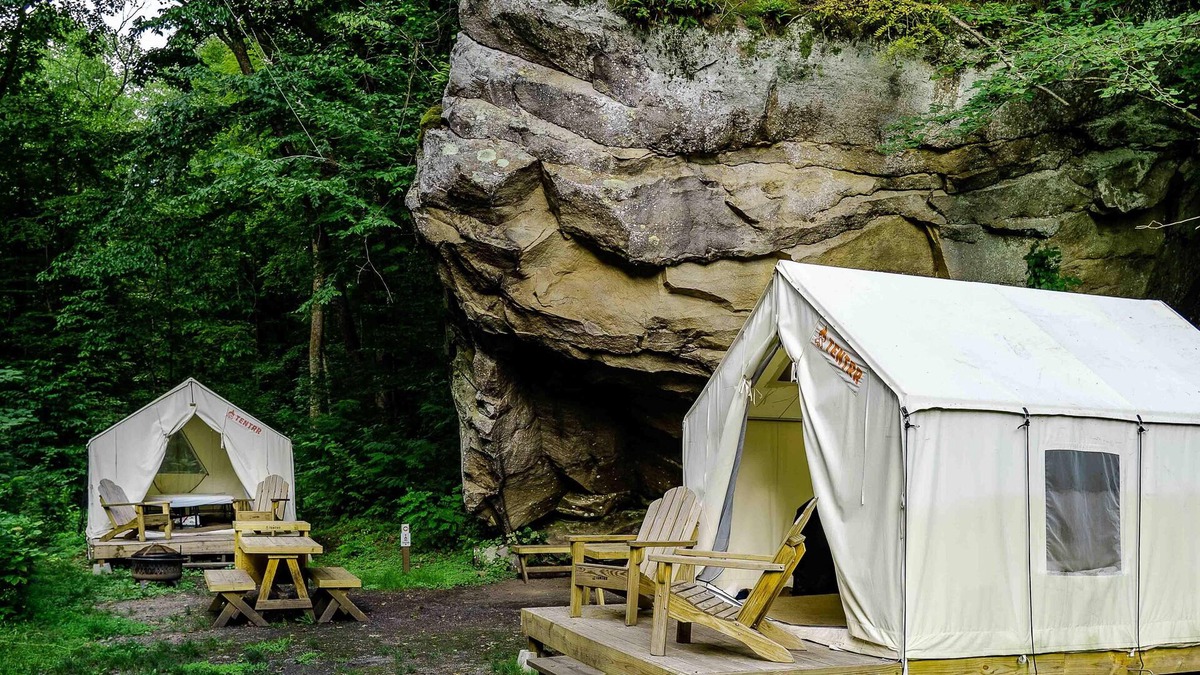 Ansted RV Rental | Tentrr State Park Site - WV Hawk's Nest State Park - Site A - Double Camp