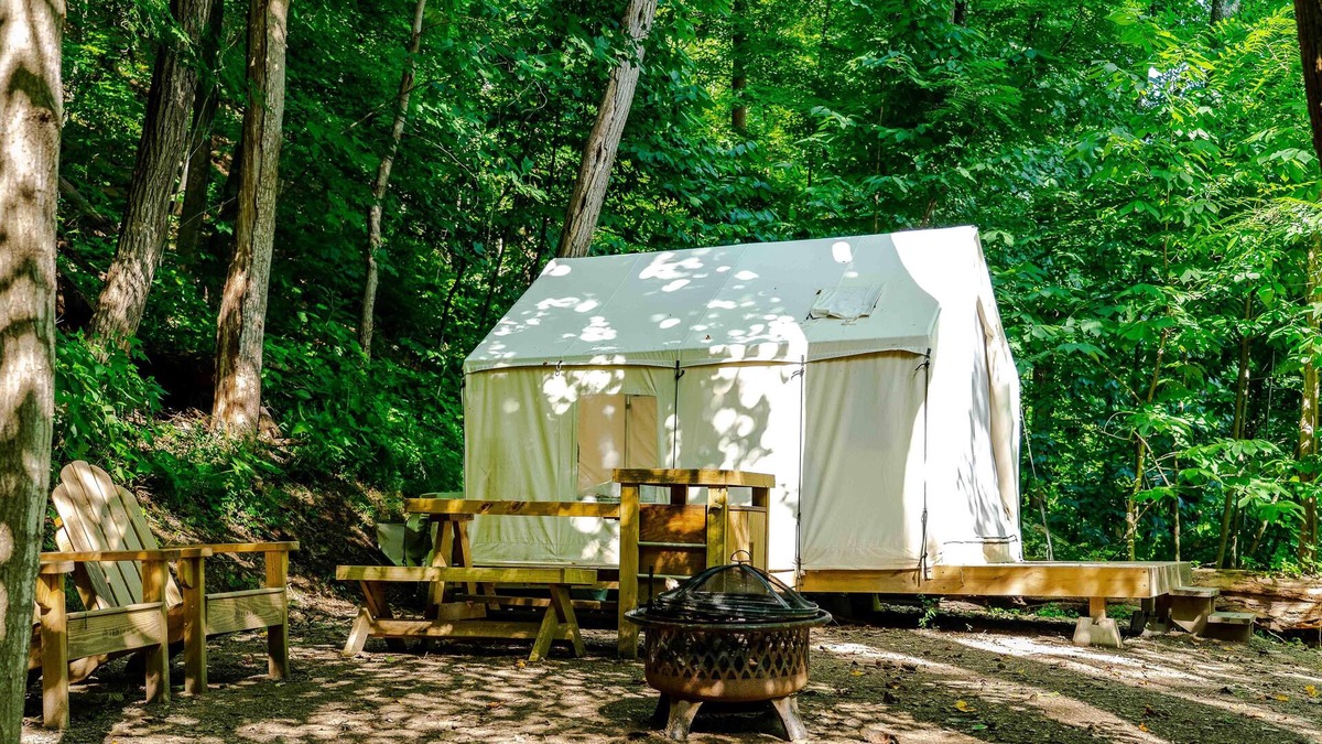 Ansted RV Rental | Tentrr State Park Site - WV Hawk's Nest State Park - Site F - Single Camp
