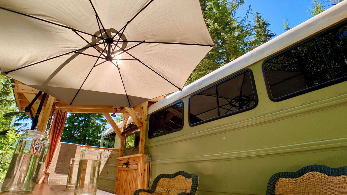 Gray Creek Cottage | The Bus Stop .in a remote, private & tranquil forest