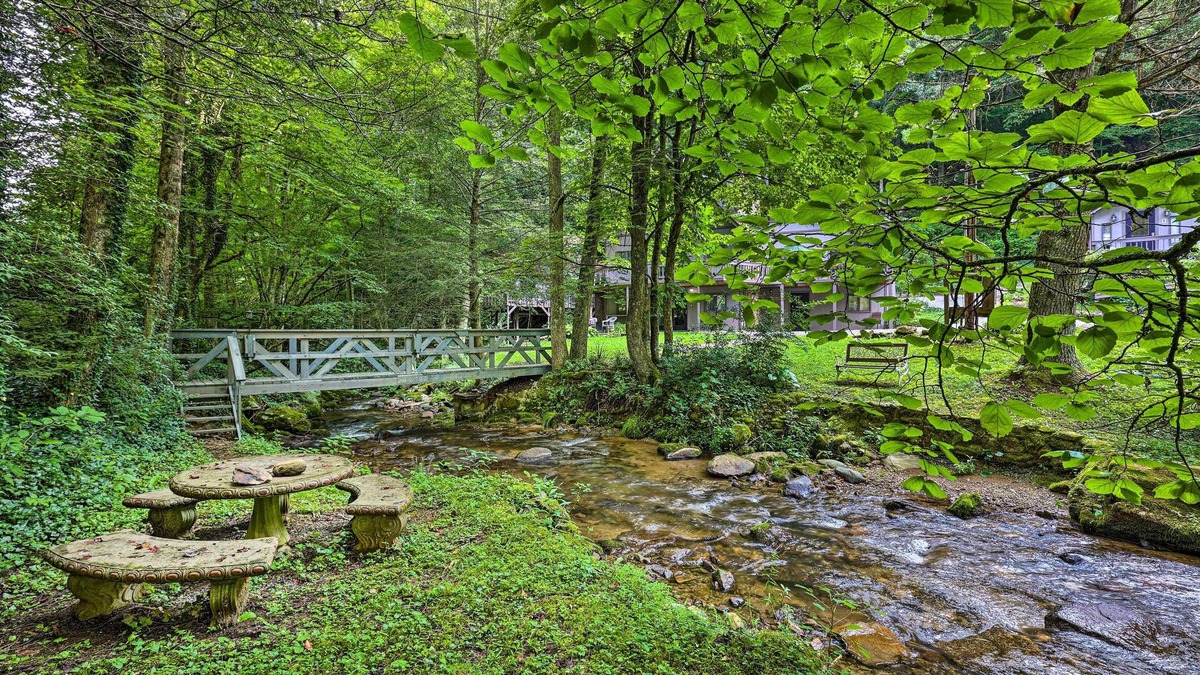 Roan Mountain Cabin | ‘The Chalet Retreat’ Cabin Across from Creek!