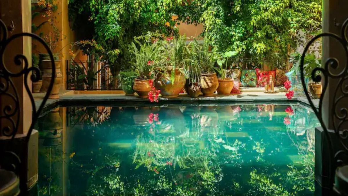 Bab Doukkala House | The Chefchouen Room: Private Patio: Riad Roxanne