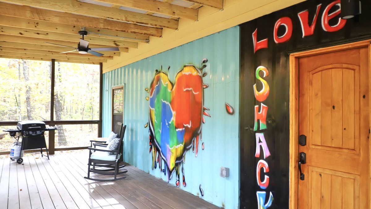 Marble Falls House | The LOVE Shack Shipping Container Tiny Home in the woods near the BNR park