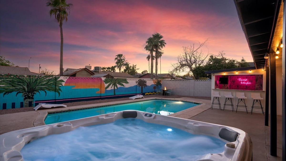 Papago Parkway House | The Palms Cabana | Pool, Hot Tub, Bocce & PuttPutt