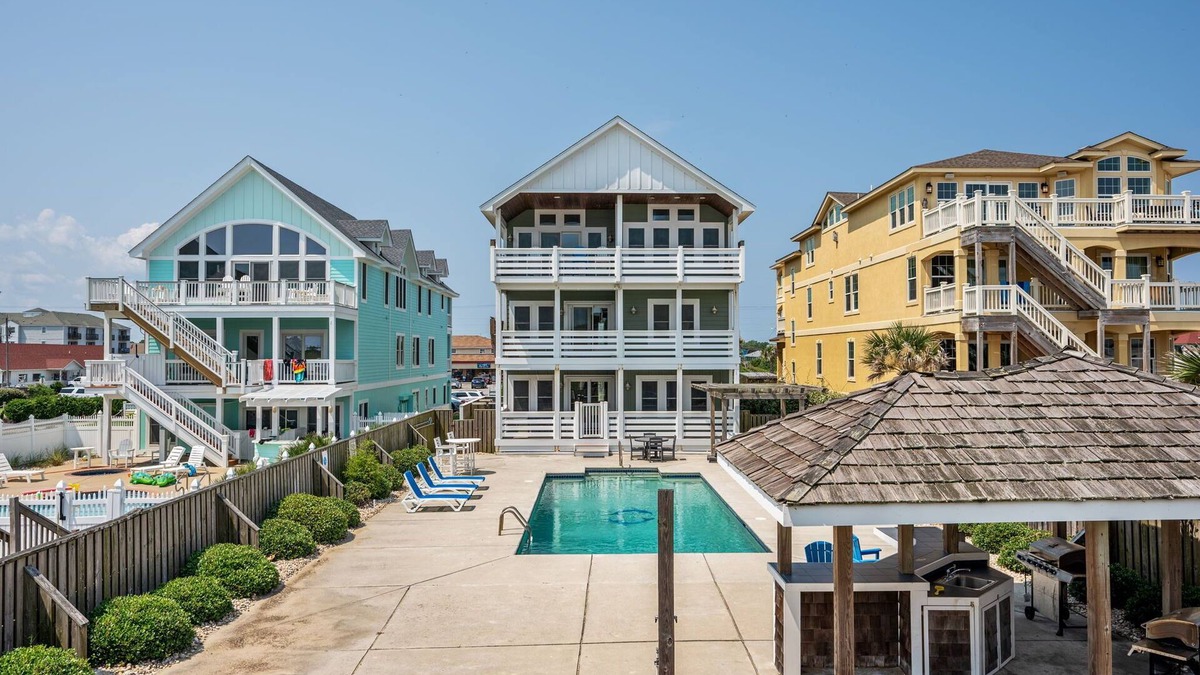 Kill Devil Hills House | The Sandbox: Oceanfront, private pool, hot tub, rec & theater rooms, elevator!