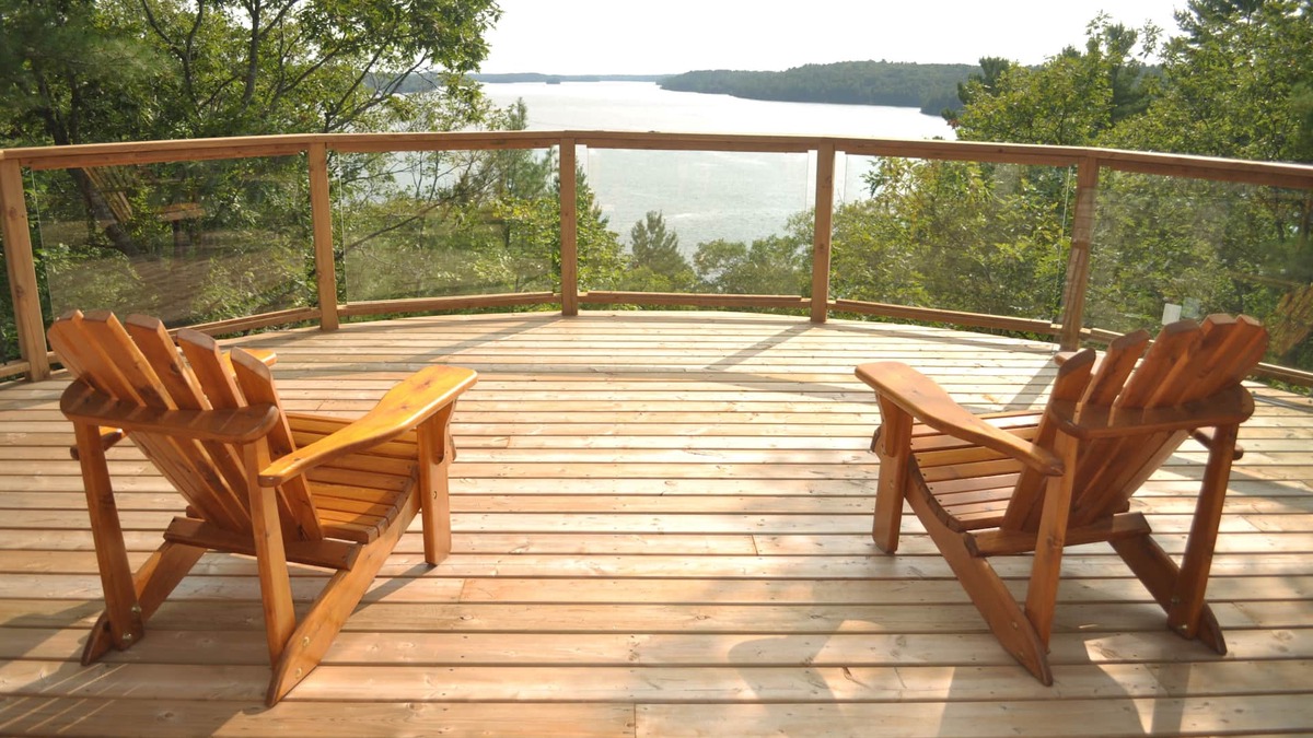Minden Hills Cabin | The Upper Deck: a private off-grid cabin looking out over picturesque Gull Lake