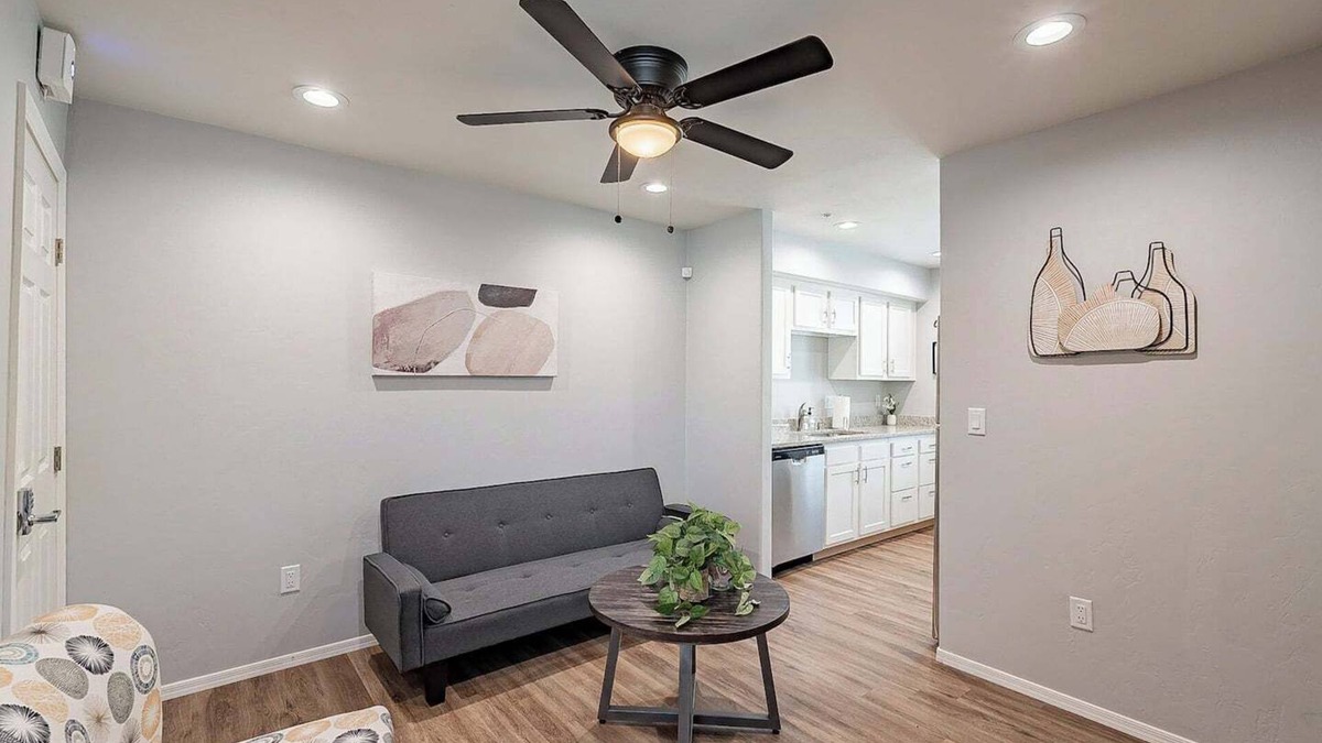 Amphi Apartment | This centrally located 1 bedroom 2 bathroom is fully remodeled with electric vehicle charging on site