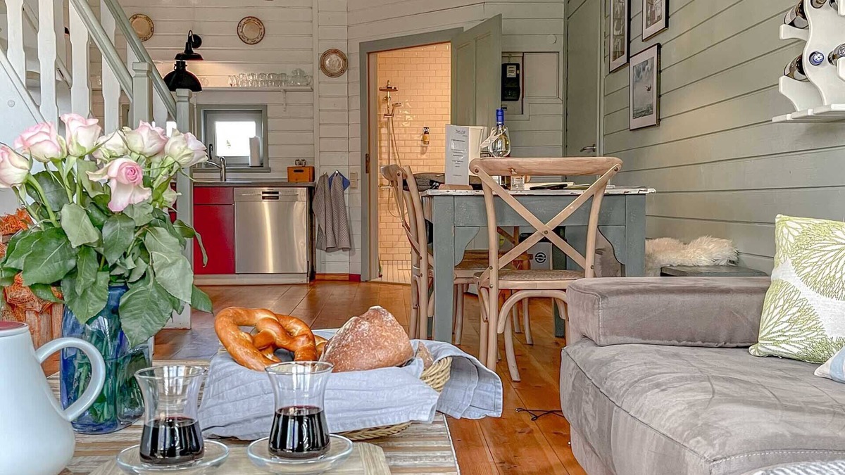 Luckow House | traumHaff®Romance of the boatswains with fireplace, private NORDICSPA, fireplace