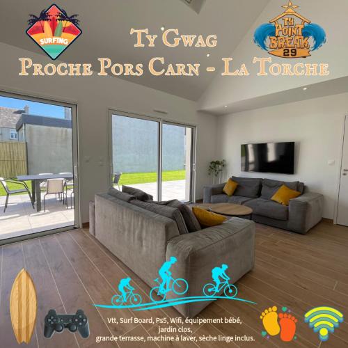 Saint-Guenole Villa | Ty Gwag Plain-Pied proche plage de Pors Carn