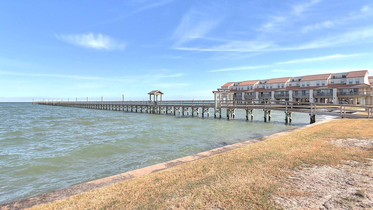 Harbor Oaks Condo | Unobstructed water views! Lighted half mile long pier access! Pool!