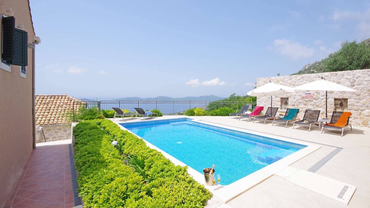 Brsecine Villa | Villa Dias -stunning sea views, pool, sauna and beautiful terraces for 12 guests