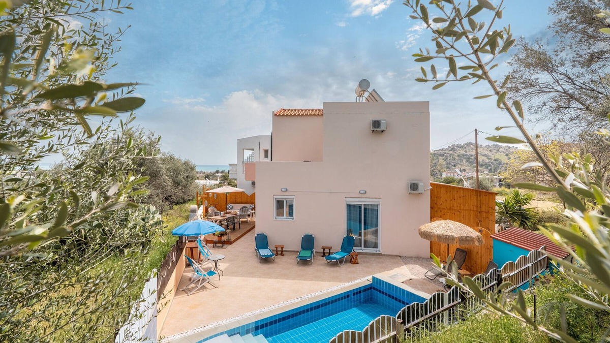Kalathos Villa | Villa 'May Rose' with Sea View, Wi-Fi and Air Conditioning