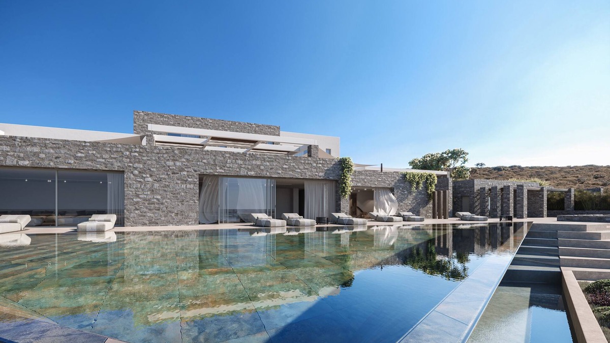 Kithnos Villa | Villa with a private pool, gym, built-in BBQ & amazing sunset sea views