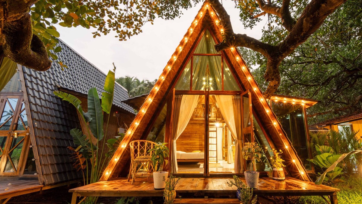 Mandrem Resort | Vrihi Boutique Resort: Nirja: Open-air Hot Tub: Luxury A-Frame: Mandrem Beach