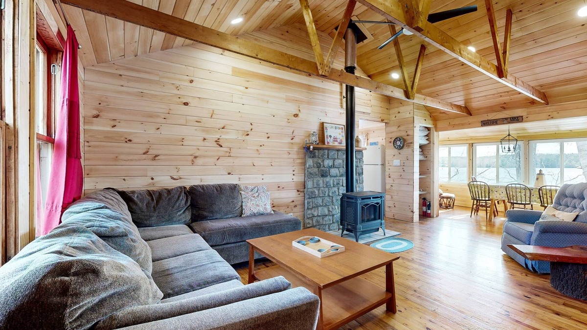 South China Cabin | Waterfront, dog-friendly cabin on China Lake with dock, canoe & firepit