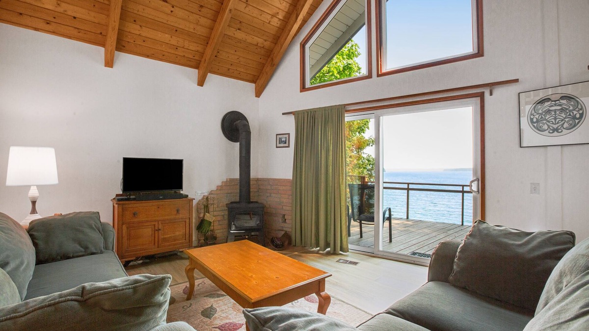 Brinnon House | Waterfront retreat with wraparound deck, grill, Hood Canal views & beach access