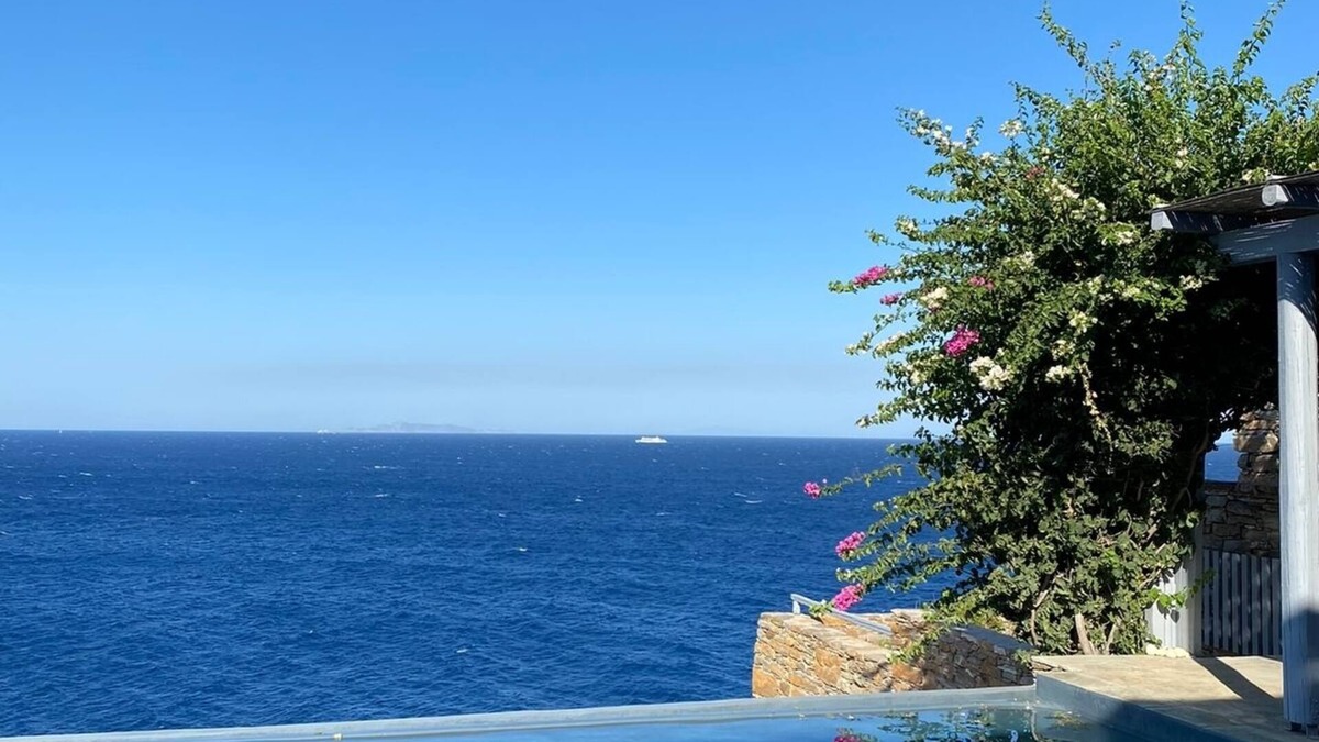 Pisses Villa | Waterfront villa "Afros" with a pool, direct access to the sea and a small beach