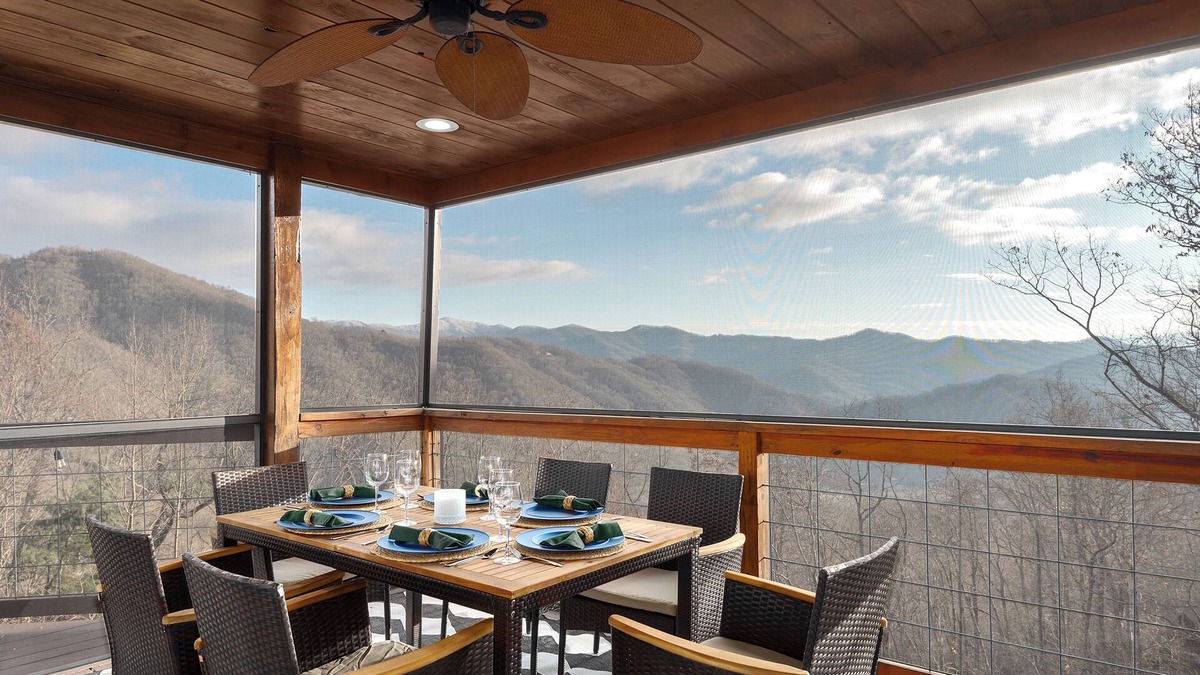 Bryson City Cabin | Wengen Chalet - Outdoor Theater, Views, Sauna, Cold Plunge, Hot tub, Firepit