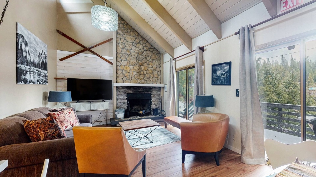 Fish Camp House | Wilderness upgraded duplex with wood fireplace, balcony, & shared EV charger