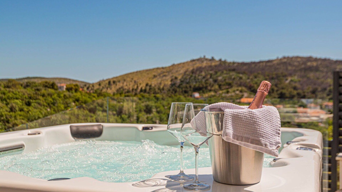 Zaton Villa | Wonderful private villa for 8 people with hot tub, WIFI, A/C, private pool, TV and terrace