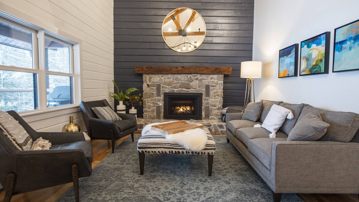 Jericho House | Woodlands: Luxury Vermont log cabin with sweeping views of field and forest.