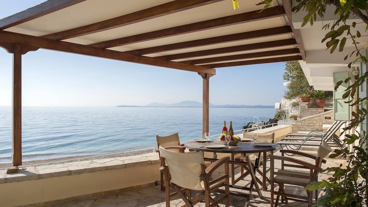 Katavolos House | Yellow house lower, Kaminaki Beach Corfu, ionian islands
