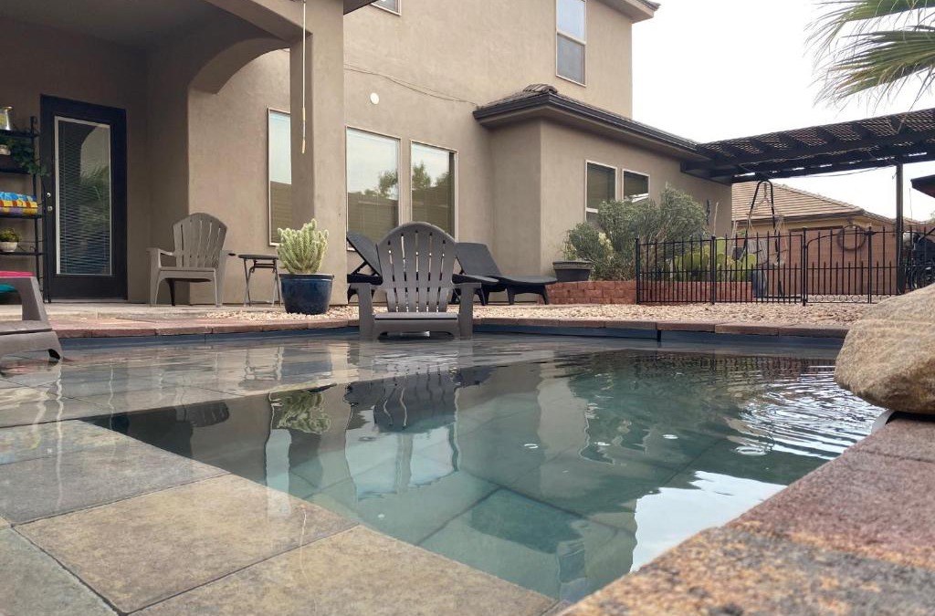 St. George House | Zion RV Stone Pool Inn, Pets stay Free, fenced in yard, relaxing waterfall!