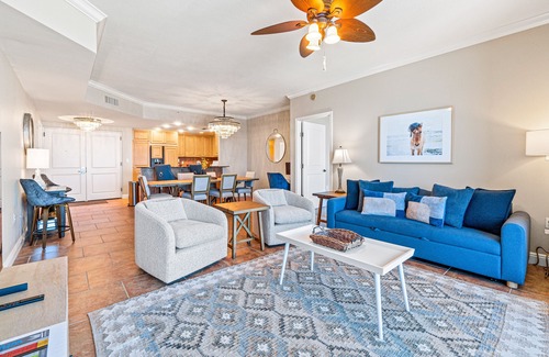 Pensacola Beach Condo | 14th-floor condo with ocean view, balcony, pool, hot tub & gym - steps to beach