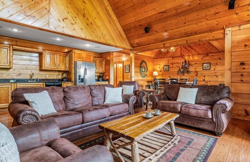 Black Bear Falls House | 4 BR/5 BA Cabin w/Game Room, Hot Tub, Forest-View Deck
