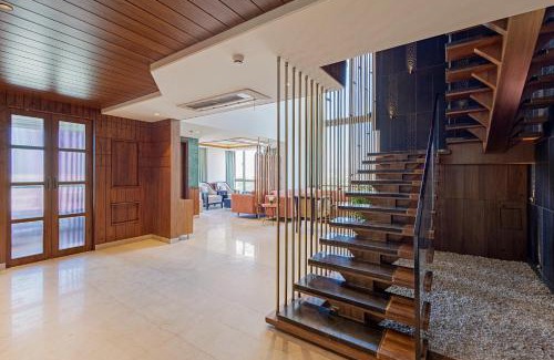 Lalkothi Villa | Alaya Stays Manhattan 1804 - 3 BHK Duplex With Stunning Views, Office & Stylish Bar