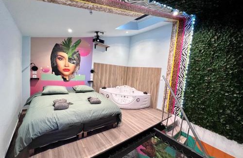Douai Apartment | Capsule Safari - Jacuzzi - Nintendo Switch - Netflix & Home cinéma - Pouf géant - Filet suspendu