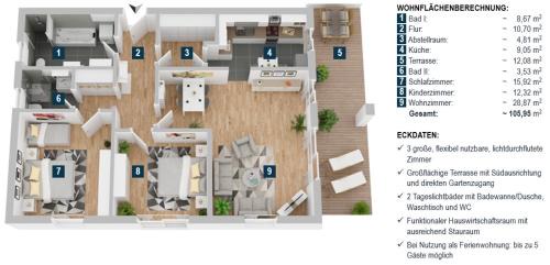 Hohe Dune Apartment | CBlue "Ferienhaus am Yachthafen - Strandläufer"