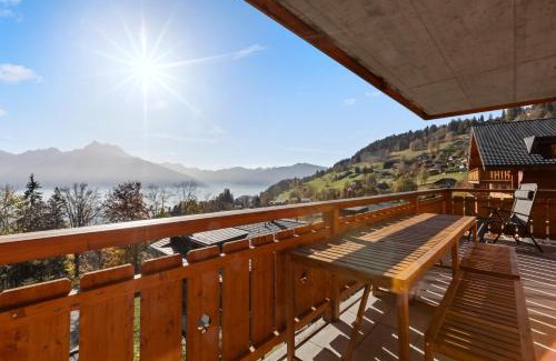 Chesieres Apartment | Chalet apartment with balcony and Alpine view