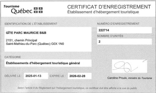 Mauricie Bed & Breakfast | Gîte Parc Mauricie B&B