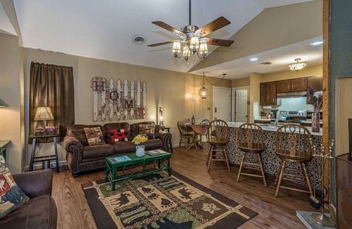 Helen Condo | Helen Riverfront 1BR 1BA Condo | Balcony Overlooking River | Downtown Helen