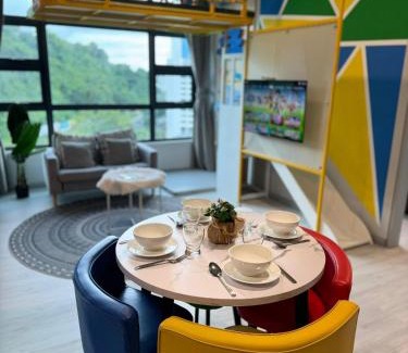 Downtown Kota Kinabalu Apartment | JQ#11 City View Slide LoftBed 2R1B 5pax near Suria Mall, Gaya St, SICC