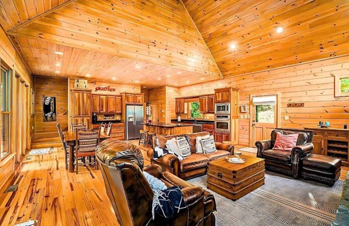Morganton House | Lake Lodge Cabin Sleeps 8: Fireplace, Views, Deck