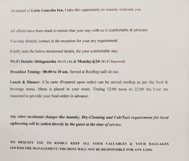 Amer Fort Road Hotel | Little Ganesha Inn