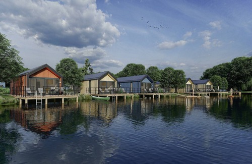 Arcen House | Lodge by the Lake in Arcen with Water Terrace