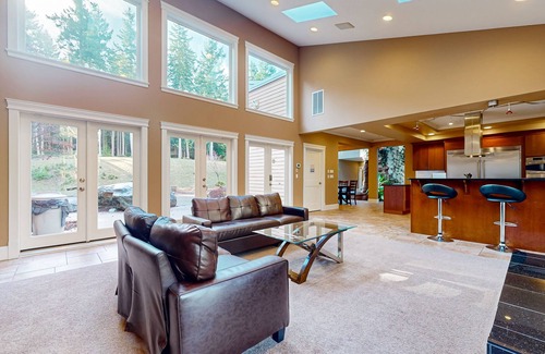 Sequim House | Luxurious tropical home with private hot tub atrium, theater & pond