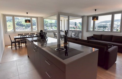 Kriens Apartment | Modern Apartment with Panoramic Mountain Views