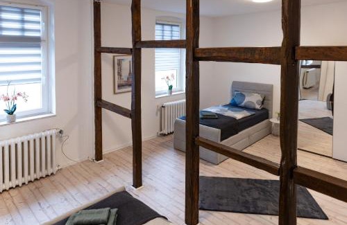 Bad Oeynhausen House | Pension Zimmer - Gemeinschaftsküche und Badezimmer