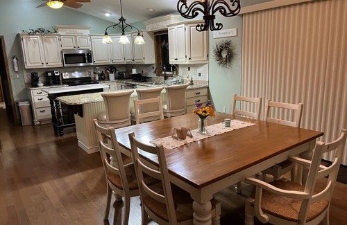 Vestaburg Cottage | Private lakefront home. Sandy beach canoe, 2 kayaks. Pool, Spa & Pontoon rental.