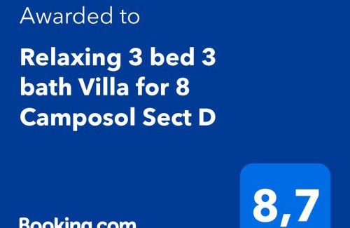 Mazarron Villa | Quiet Relaxing 3 bed 3 bath Villa for 8 Camposol Sect D