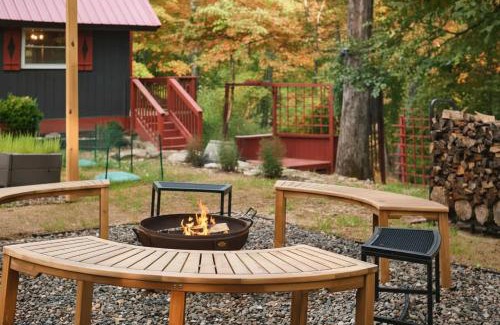 Millville House | Red A Frame Shenandoah Escape Fire Pit BBQ