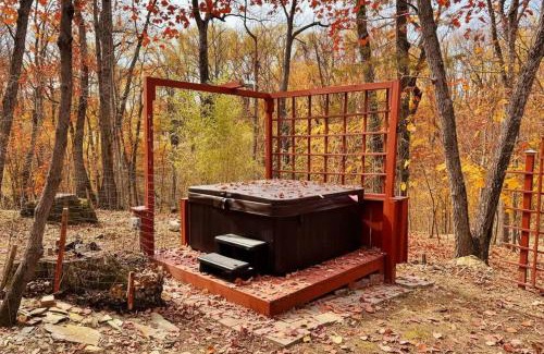 Millville House | Red A Frame Shenandoah Escape Fire Pit BBQ