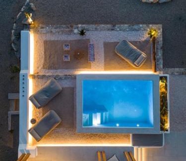 Psarou Villa | Saint L Heated Pool Sunset Villa- Three Bedrooms