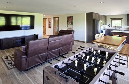 Sunday River Area House | Spacious mountain retreat with fire pit, hot tub, sauna, and foosball