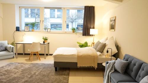 Zentrum-Suedost Apartment | Uniklinik Zentral Küche Fitnessraum