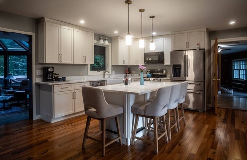 Waterbury House | Private hilltop home close to skiing. Enjoy views, hot tub & fire pit!