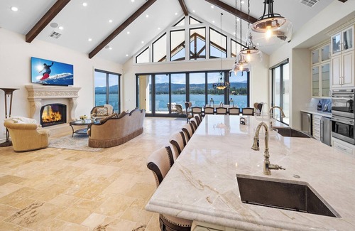 Fawnskin Cabin | Waterfront Dreams: Luxurious Lakefront! Incredible Views! 5 Masters! A/C! Extravagant Outdoor Living! Hot Tub! Pool Table and more!